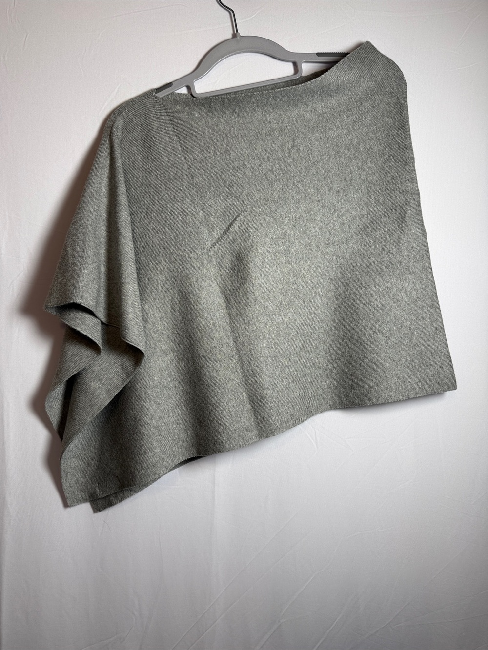 Puli Asymmetrical Gray Knit Poncho Wrap